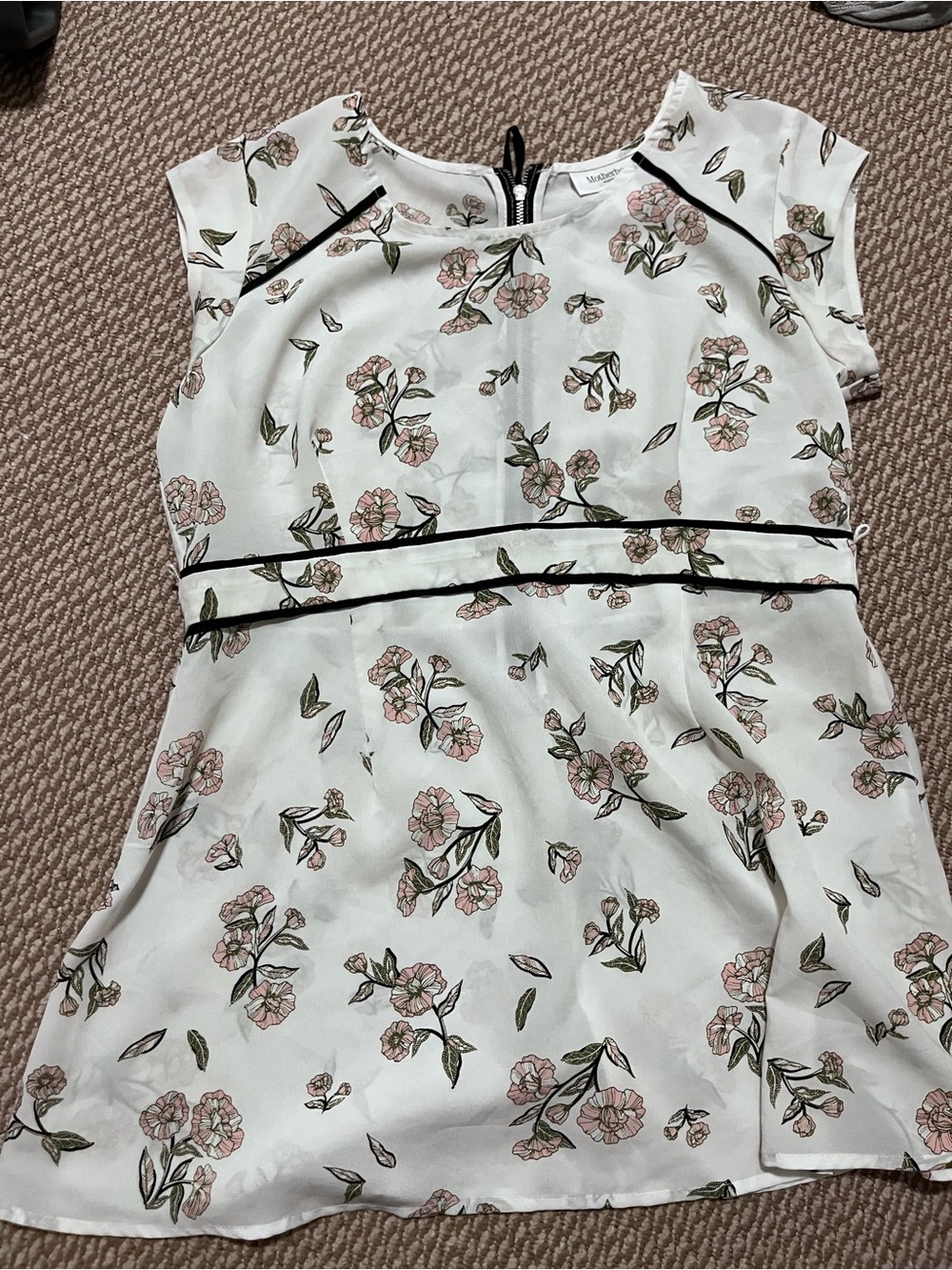 Size small Motherhood Maternity White Floral Maternity Blouse with Black Trim